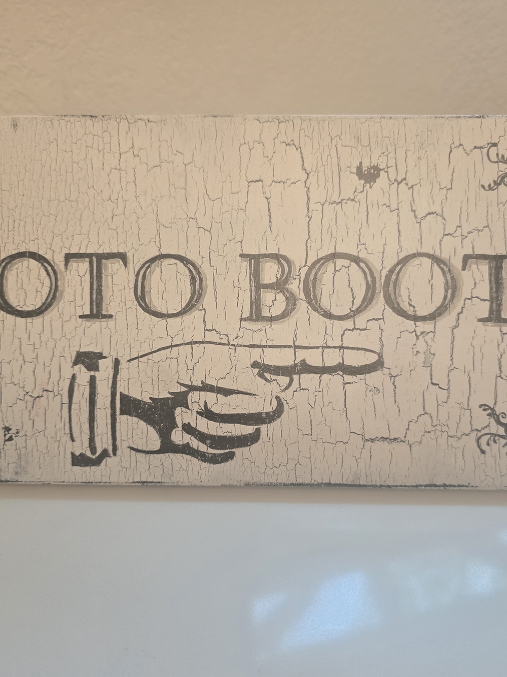 Vintage Style 'Photo Booth' Wall Sign - Cream and Black